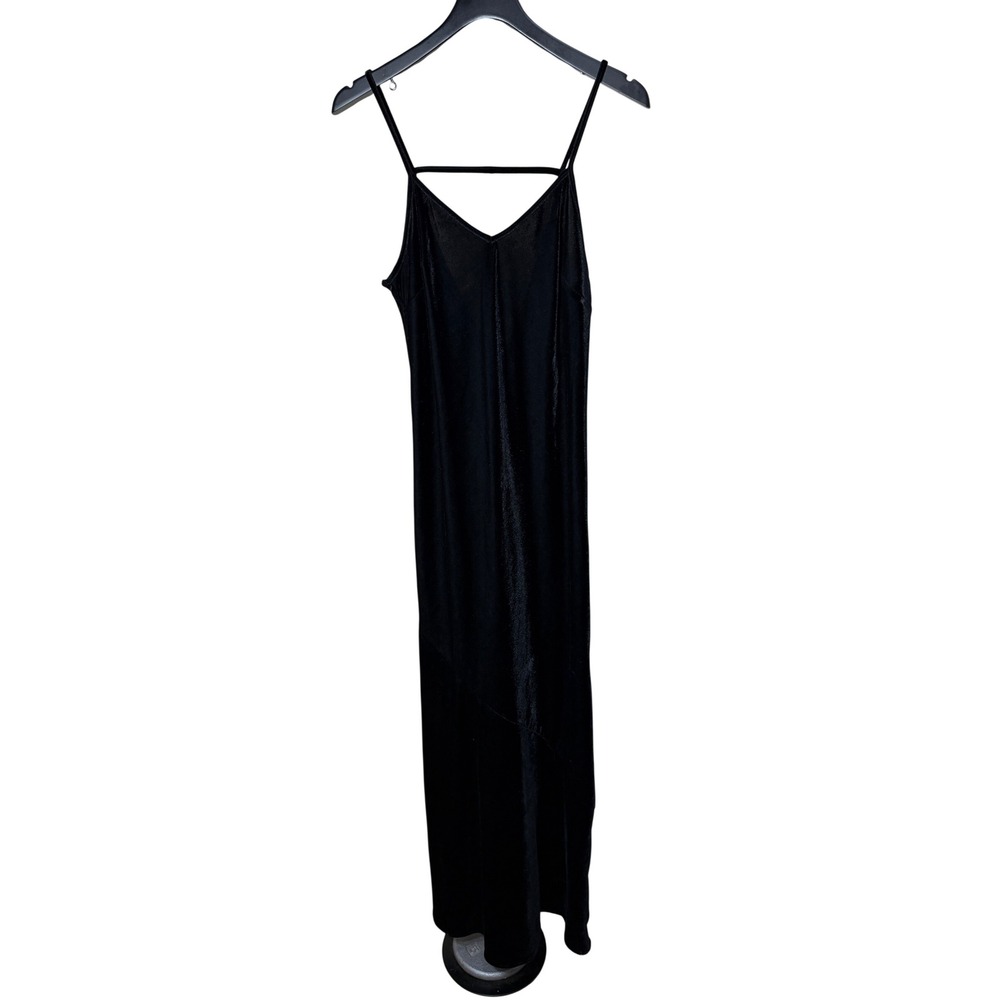 Forever 21 Contemporary Black Velvet Open Back Maxi Slip Dress Small